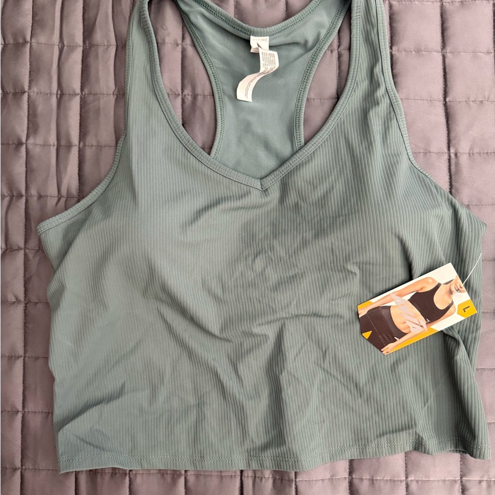 Avia Teal Ribbed  Spots Tank Top